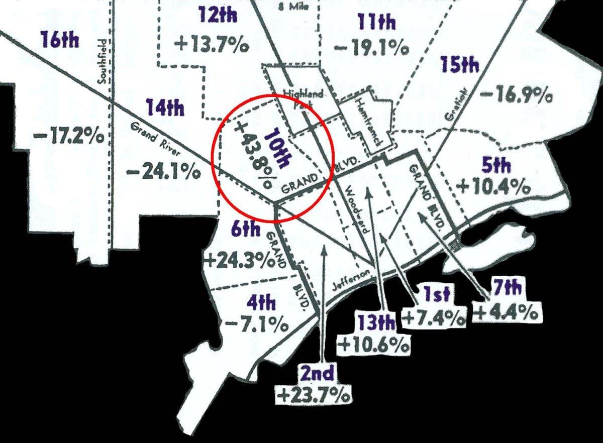 底特律的选区的地图