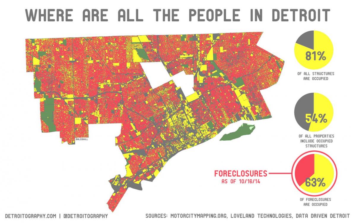 底特律的人口的地图
