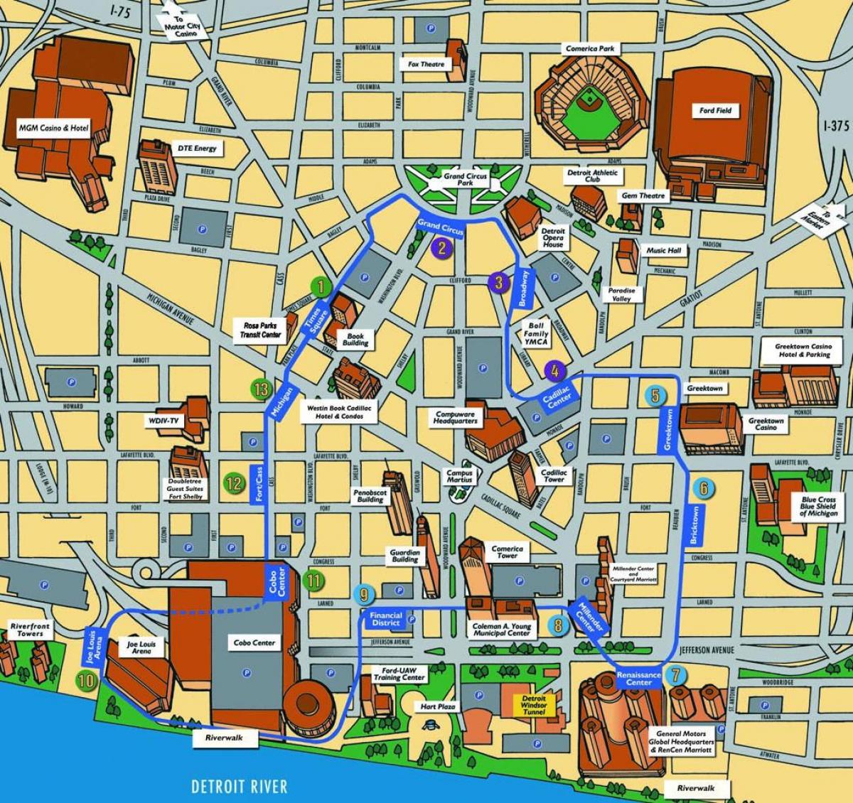人动机的底特律的地图