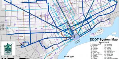 地图上的巴士的底特律